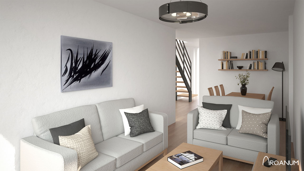 Building of twenty houses in Pozuelo de Alarcón, living room